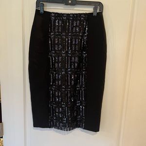 Worthington Womens Black Sequin Pencil Skirt Sz 4
